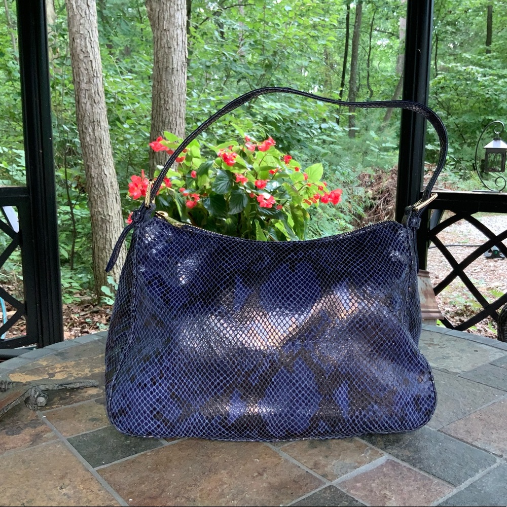 Michael Kors Blue Leather Snakeskin Bag
